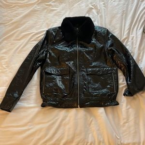 7 for all mankind leather jacket size M black